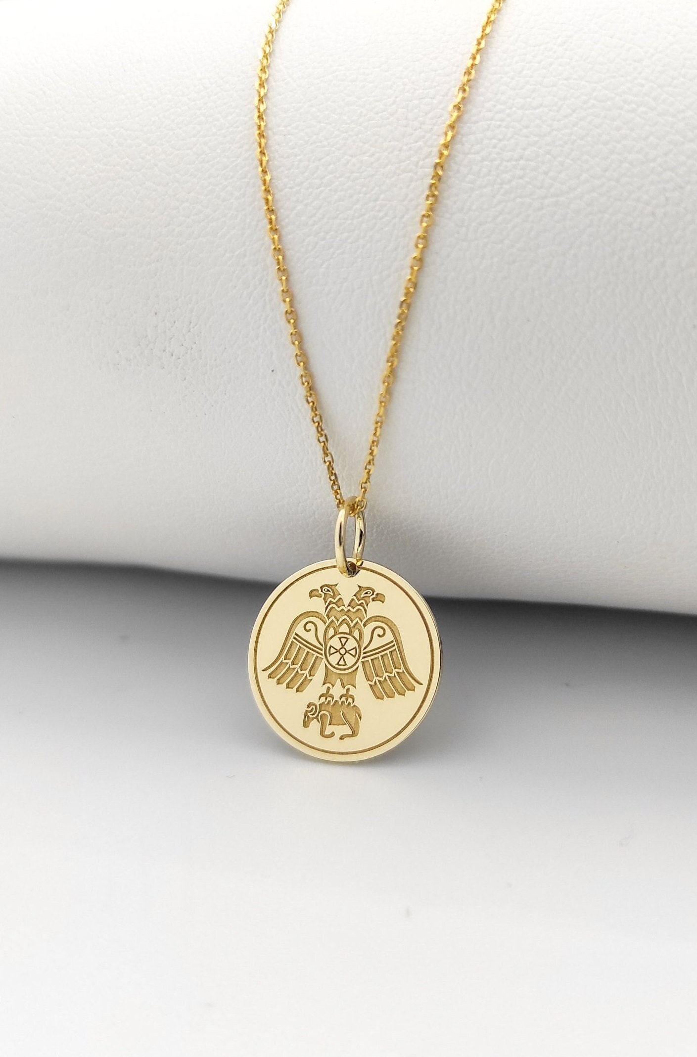 Pendentif œuf Style Fabergé - Aigles Bicéphales Russes - Porte-photo Doré