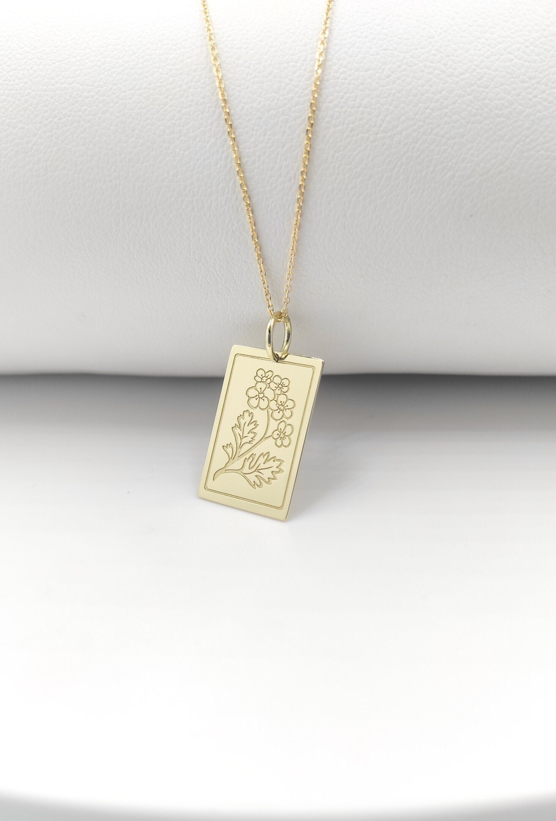 14Kソリッドゴールド サンザシの花のネックレス、5月の誕生花