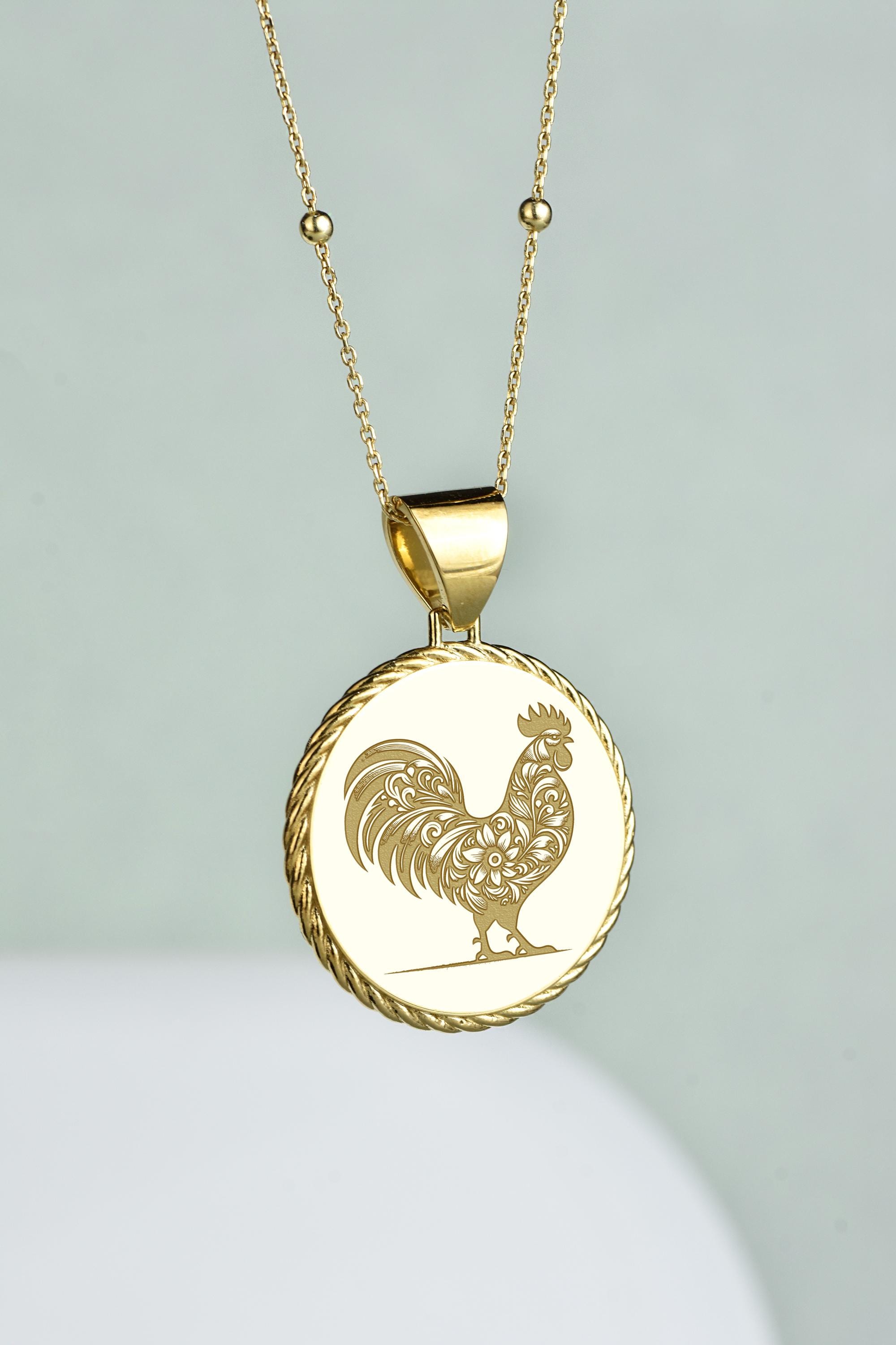 Ciondolo in argento Sterling gallina pollo su una catena in argento Sterling - Italia