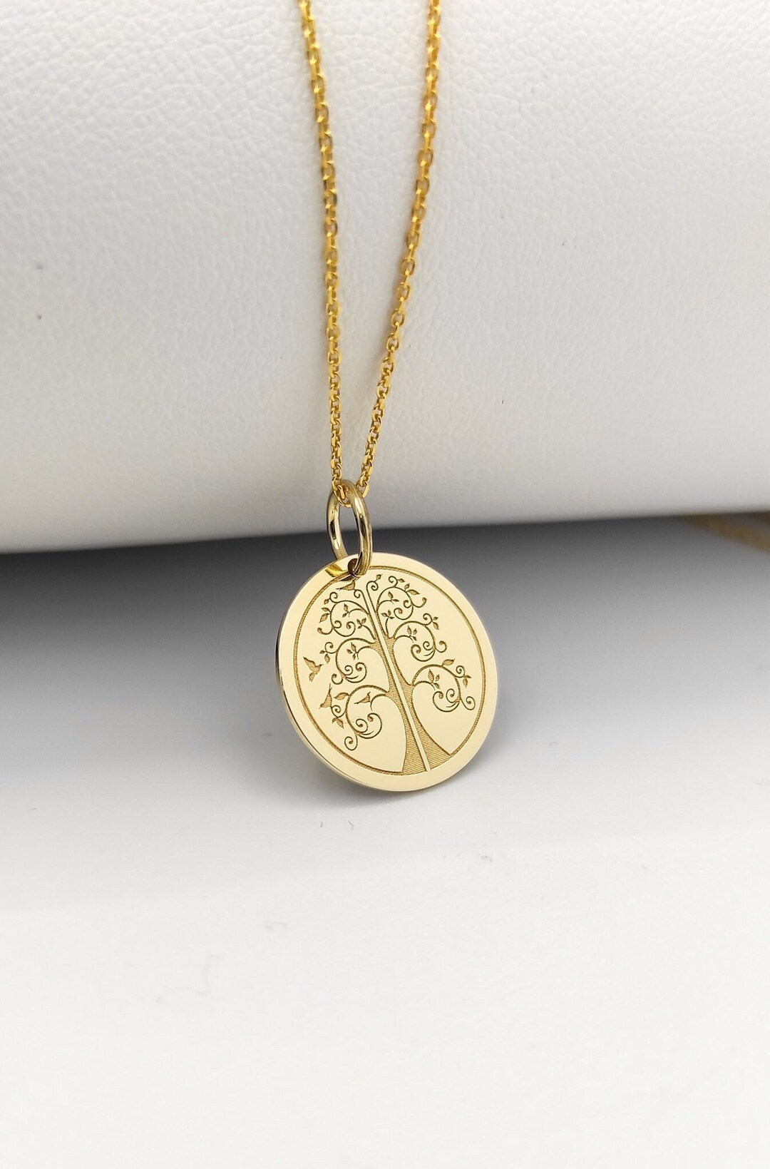 14K Solid Gold Tree of Life Necklace, Personalized Pendant - Etsy