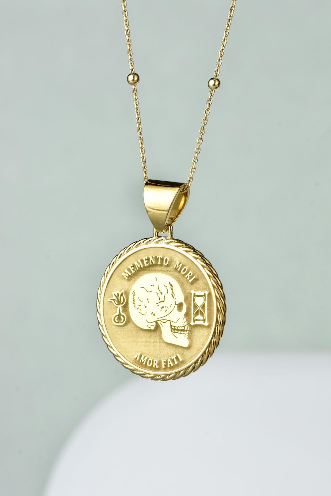 Sterling Silver Memento Mori Necklace, Amor Fati, Personalized ...
