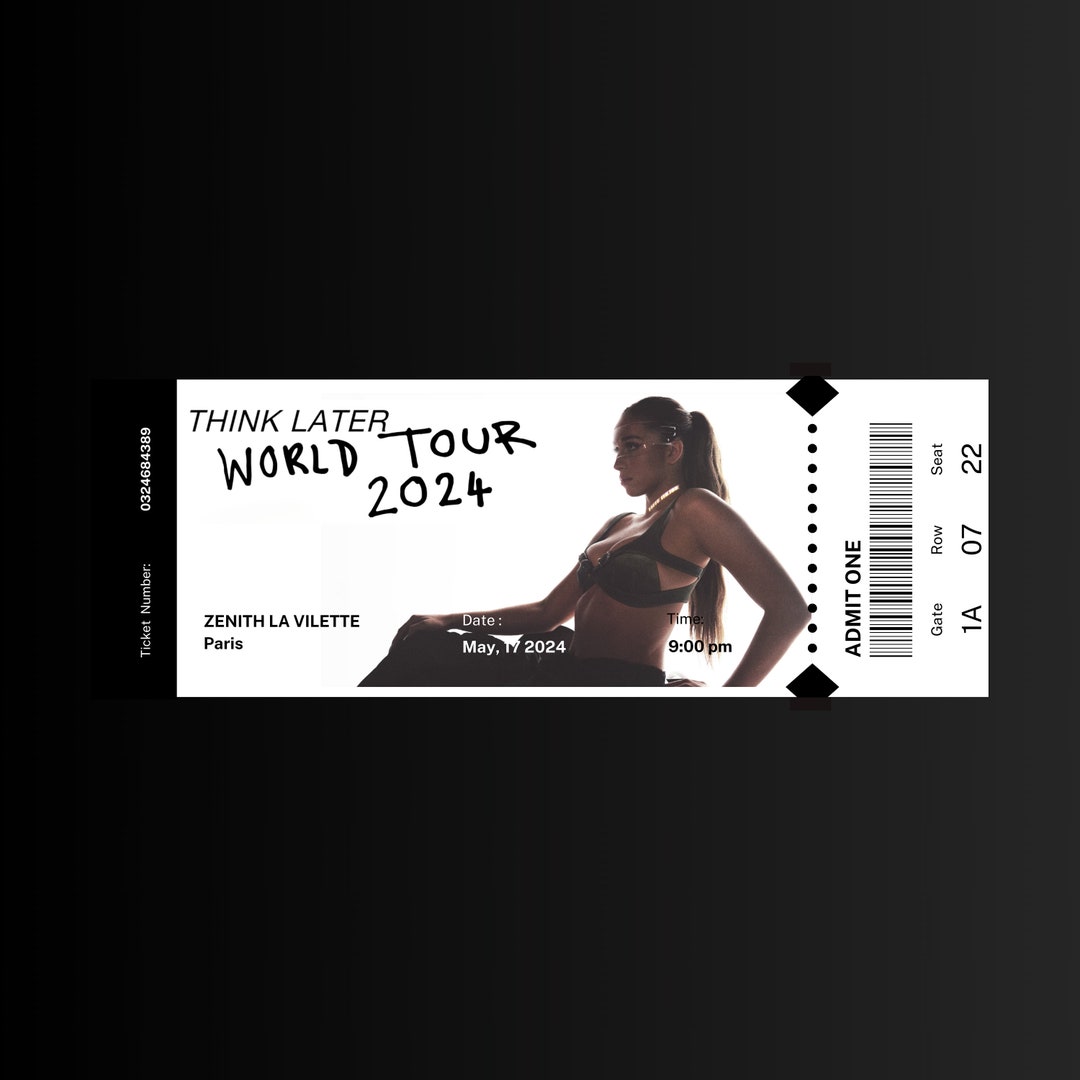 Tate Mcrae Think Later World Tour, Concert Ticket Design Customizable, Concert Ticket Gift, Gift