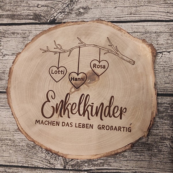 Geschenk für Großeltern / personalisierte Holzscheibe / Geschenk aus Holz /Geschenk  zu Muttertag Vatertag / personalisiertes Geschenk