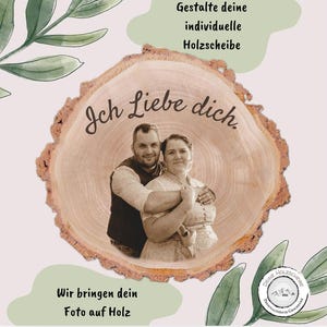 Baumscheibe  mit Gravur | Fotogravur | Bild auf Holz | Baumscheibenfoto | Foto auf Holz | Bildgravur  personalisierte Holzscheibe  Jahrestag