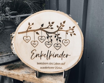 Grandparents Christmas gift, tree disc personalized for grandma and grandpa, gift grandchildren, tree disc with photo engraving, wooden grandchildren