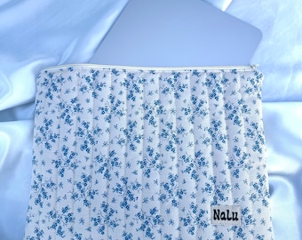 IPad ordinateur portable tablette sac à manches cousu étui matelassé cadeau matelassé pour son coton beige bleu rembourré trois tailles fleurs cottagecore