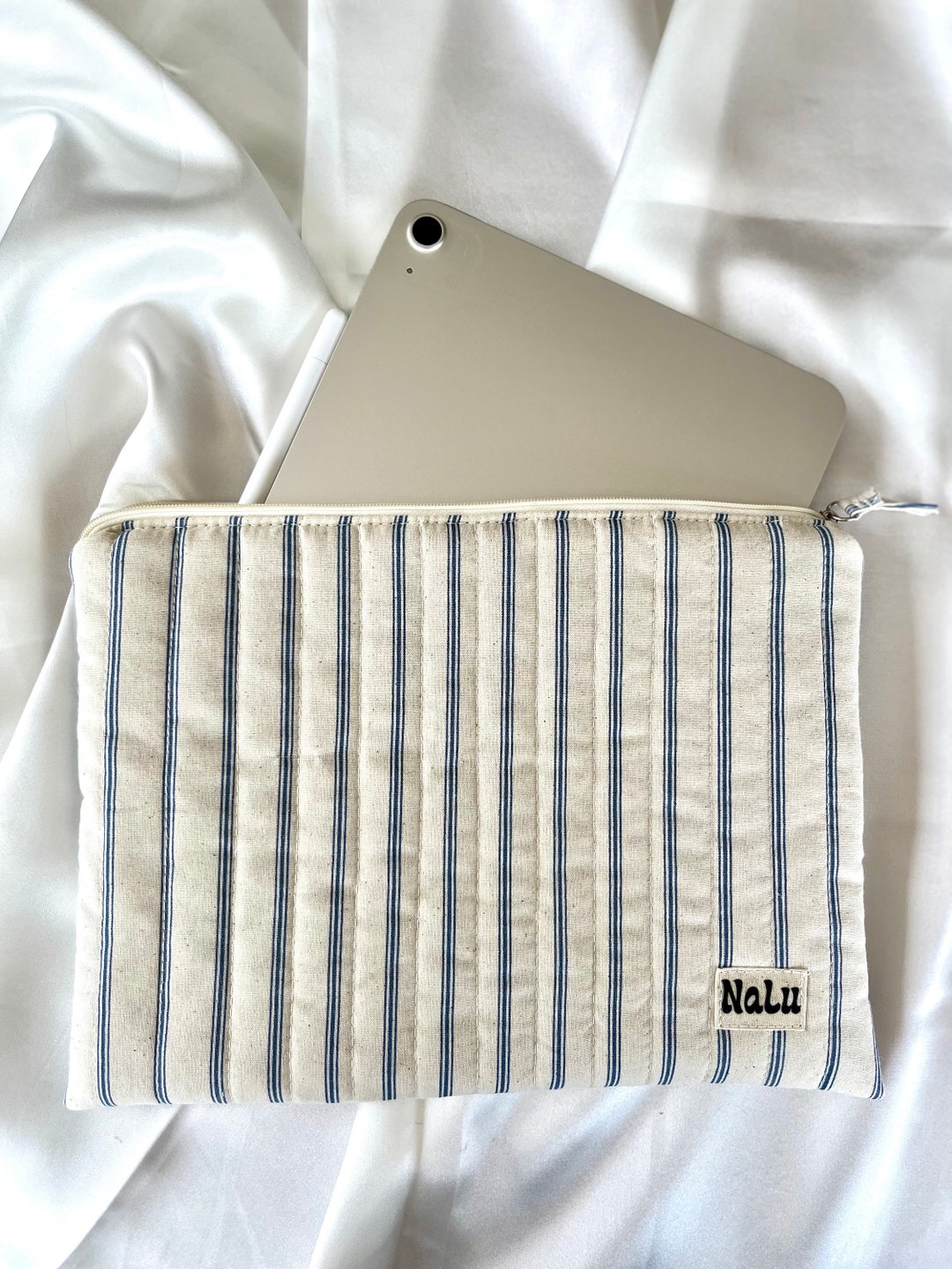 IPad Laptop Tablet Case, Sewn Quilted Case, Quilted, Gift for Her, Blue ...