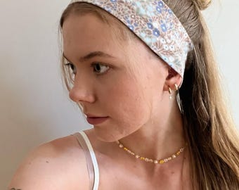 Elastic headband for women, 2 sizes | Floral headband | Handmade jersey headband | Wide, soft, stretchy | Yoga/sports headband