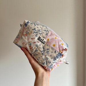 Kosmetiktasche 3 verschiede | quilted gesteppt gepolstert | Stoff Makeupbag box | Patchwork Einzelstücke | Kulturbeutel handmade genäht