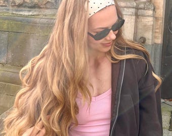Women's Elastic Headband (2 Sizes) | Polka Dot Headband | Handmade Jersey Headband | Wide, Soft, Stretchy | Yoga & Sports Headband