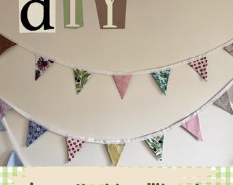 DIY Bunting Sewing Kit made from secondhand fabrics, sustainable garland, sew your own DIY decoration/craft gift