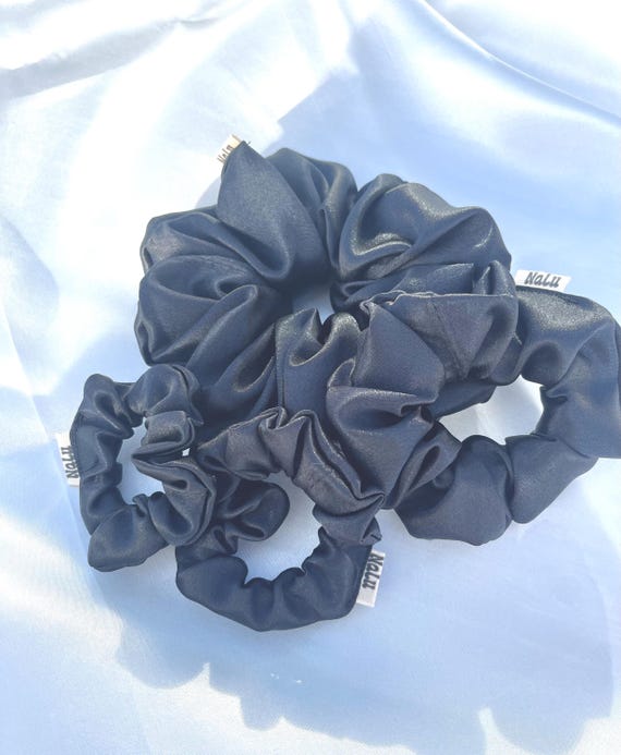Elegant Black Satin Scrunchie Francesca main image 2