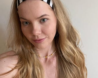 Elastic headband for women, 2 sizes | Striped headband | Handmade jersey headband | Wide, soft, stretchy | Yoga/sports headband