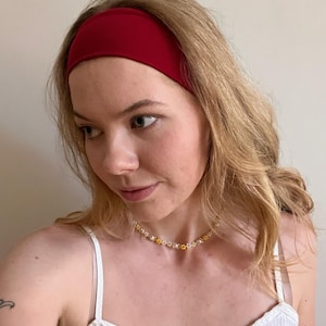 Haarband 2 Größen Damen elastisch | Stirnband himbeerrot basic | Handmade Jersey Haarband | breit weich dehnbar | Yoga Sport Haarband