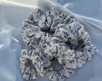 Coletero I 4 tallas 100% algodón I flores beige lazo para el pelo de tela azul xxl niños normales pequeños grandes pelo grueso y fino celeste