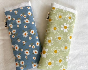 Glasses case glasses bag for sunglasses, reading glasses padded sewn from cotton | various patterns flowers green blue cottagecore