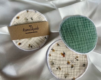 Kosmetikpads Abschminkpads wiederverwendbar waschbar 100% Baumwolle | 4 Stück Rund Set | nachhaltig handgefertigt