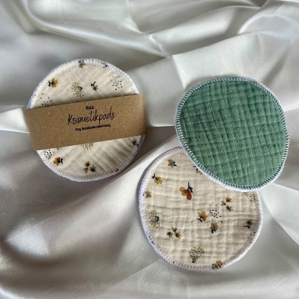 Kosmetikpads Abschminkpads wiederverwendbar waschbar 100% Baumwolle | 4 Stück Rund Set | nachhaltig handgefertigt
