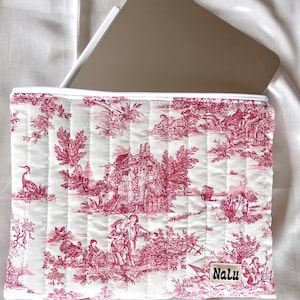 IPad Laptop Tablet HülleTasche genäht quilted case gesteppt Geschenk für Sie vintage szene rot weiß Baumwolle gepolstert drei Größen