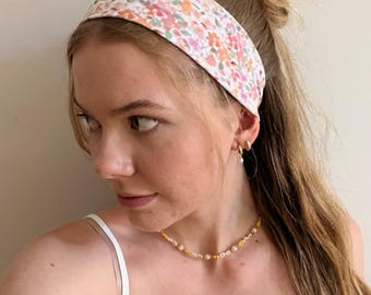 Elastic headband for women, 2 sizes | Floral headband | Handmade jersey headband | Wide, soft, stretchy | Yoga/sports headband