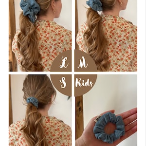 Scrunchie I 4 Größen aus Musselin 100% Baumwolle I grün blumen I Stoff Haargummi xxl normal kinder klein groß dickes & dünnes Haar Bild 5