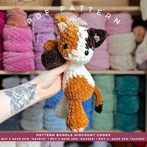 Caeli the Calico Cat - PDF Crochet Pattern - LOW SEW Kitty Plushie / Stuffie, Soft Toys