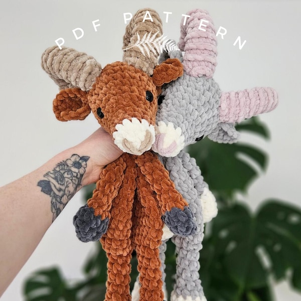 Rosie Ram - Lovey Body - PDF Crochet Pattern Lovey, Snuggler, Big Horn Sheep