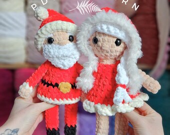 Mr & Mrs Claus Crochet Doll Pattern - Christmas Plush (PDF Pattern)