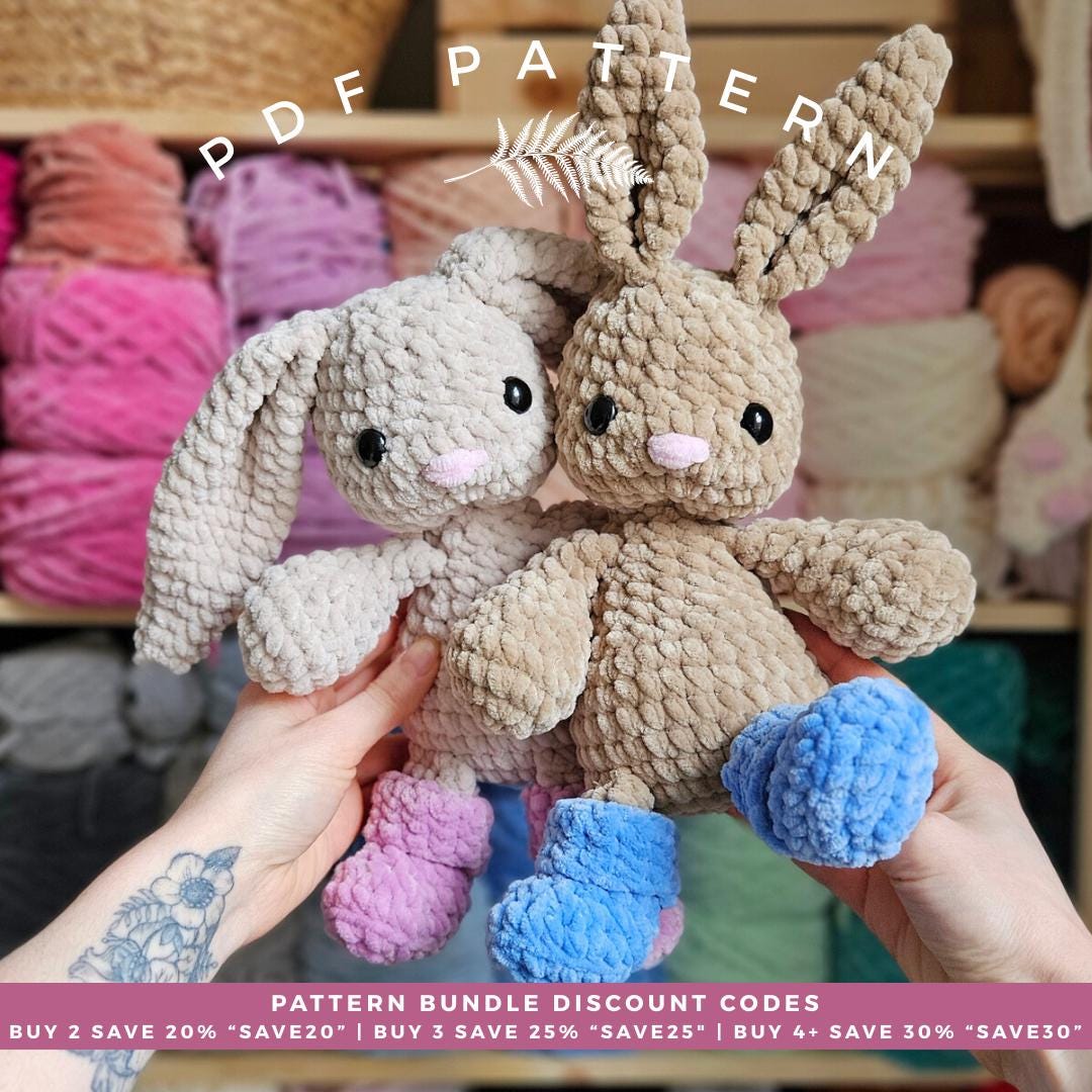 Boots the Bunny Crochet Pattern PDF - Low Sew Amigurumi Plushie - Etsy