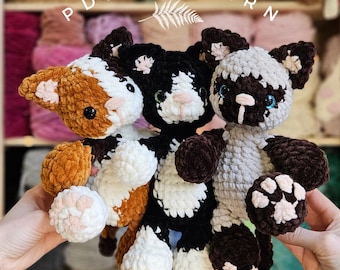 3 in 1, Set, Katzenset, Glücksbringer, Tuxedo & Siamkatze - PDF Häkelanleitungen - LOW SEW Plushie / Stuffie, Stofftier, Kätzchen