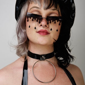 SYZYGY Latex Choker, Handmade Rubber Collar with O-Ring, Fetish Fashion image 2