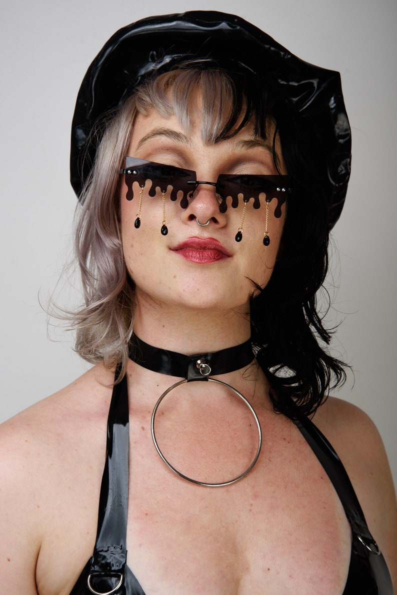 SYZYGY Latex Choker, Handmade Rubber Collar with O-Ring, Fetish Fashion image 2