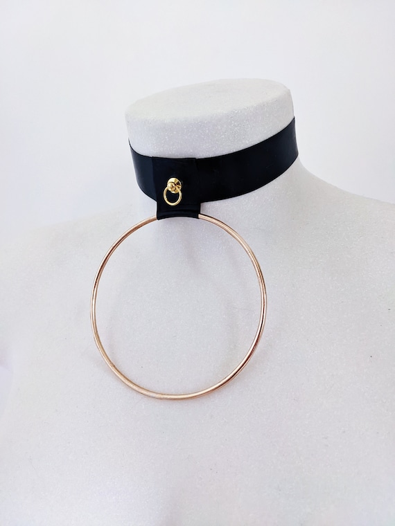 SYZYGY Latex Choker, Handmade Rubber Collar with O-Ring, Fetish Fashion