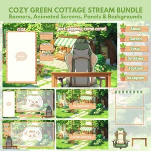 Custom cottagecore bundle cozy stream Vtuber background cafe stream package cozy twitch overlay lofi background vtuber twitch banner panels