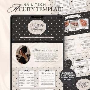 Coquette Acuity Template Nails Nail Tech with Instagram Post Bundle Schedule Booking Page Website Modern Black Artist Calendar