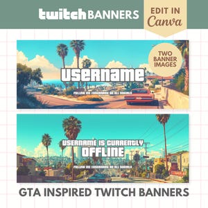 GTA Inspired Twitch Banner Vtuber Template Florida Grand Auto Theft Editable Customizable Twitch Stream Header Banner for Canva Florida