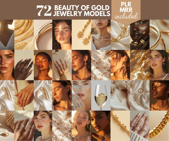 Beauty of Gold Model Stock Photo Bundle Jewelry Woman DFY Stock