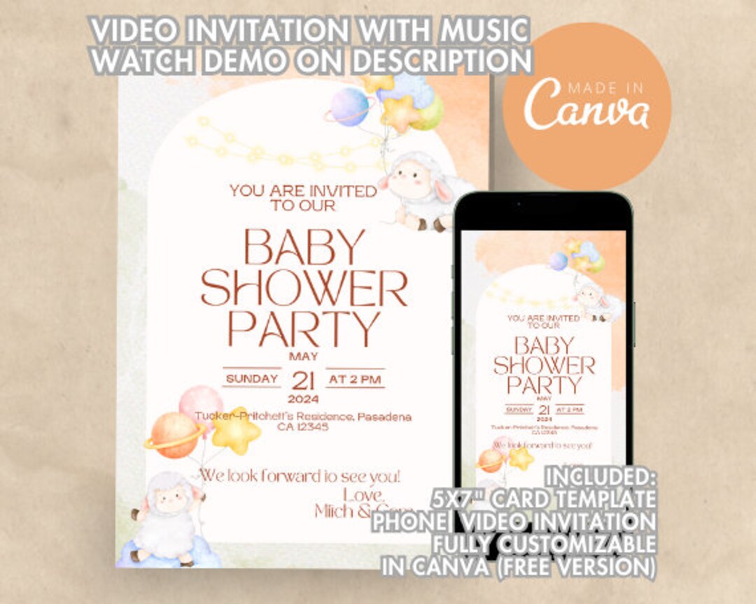 Editable Baby Shower Invitation Video With Music Baby Shower Invite