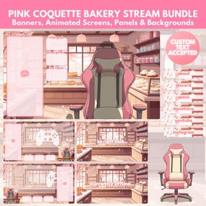 Coquette Bakery Stream Bundle | Custom Twitch Overlay & Panels