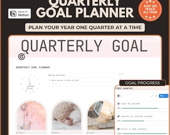 12 Week Planner Notion Template Quarterly Goal Planner Goal Setting Planner Productivity Planner Vision Board Goal Tracker 90-Day Planner