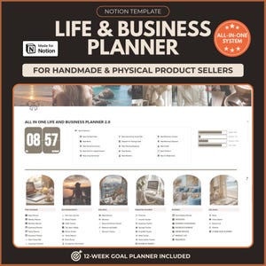 Szablon Notion Planer Życia i Planer Małej Firmy Produktywność Notion Wszystko w Jednym Notion Finanse Estetyka Tablica rozdzielcza Notion 12 tygodni
