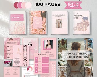 Canva Ebook Template Pink, Workbook Template Ebook Pdf Ebook Cover Magazine Template Blogger Template Coaching Template Book Cover Design