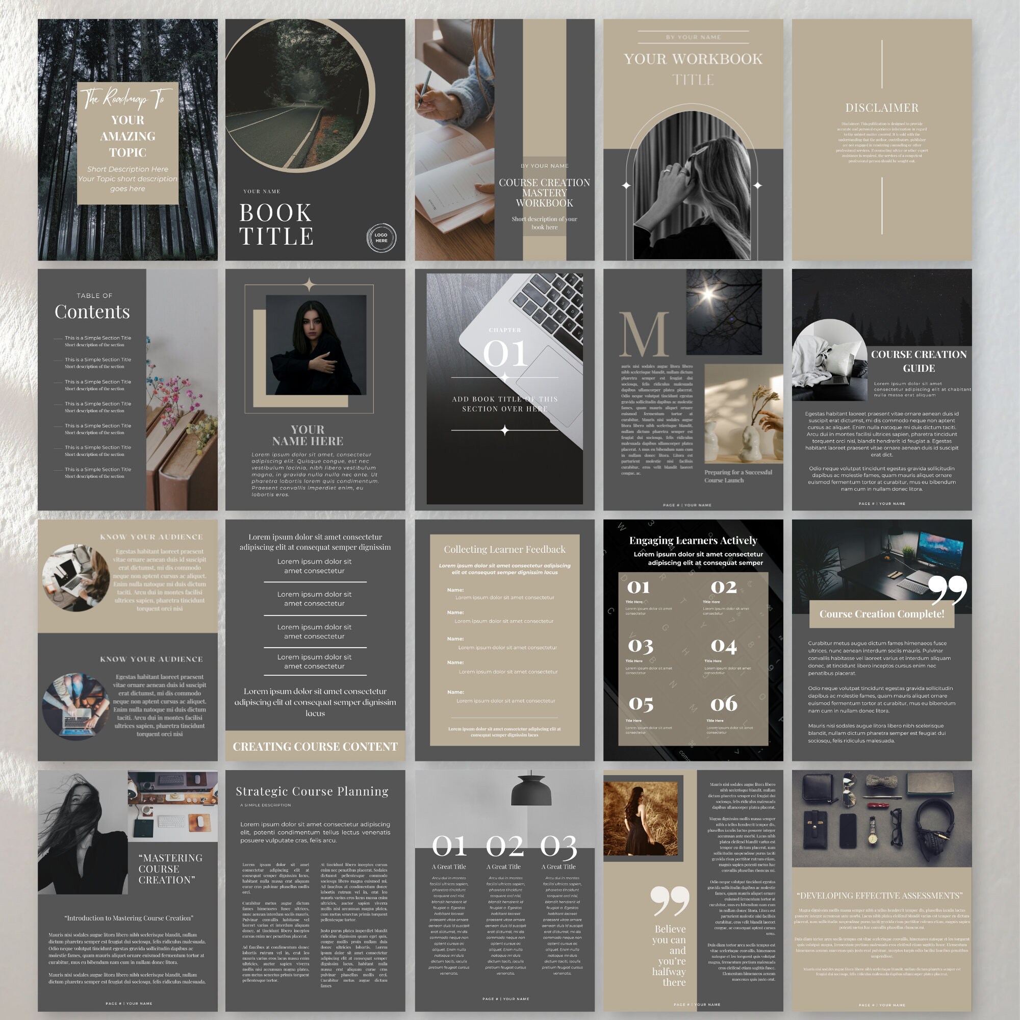Canva Ebook Template, Workbook Template Ebook Pdf Elegant Black Ebook ...