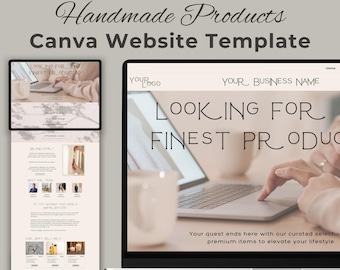 Canva Website Template, Canva Website Template for Business Marketing, Minimalist Business Canva Template, Landing Page Beige Aesthetic