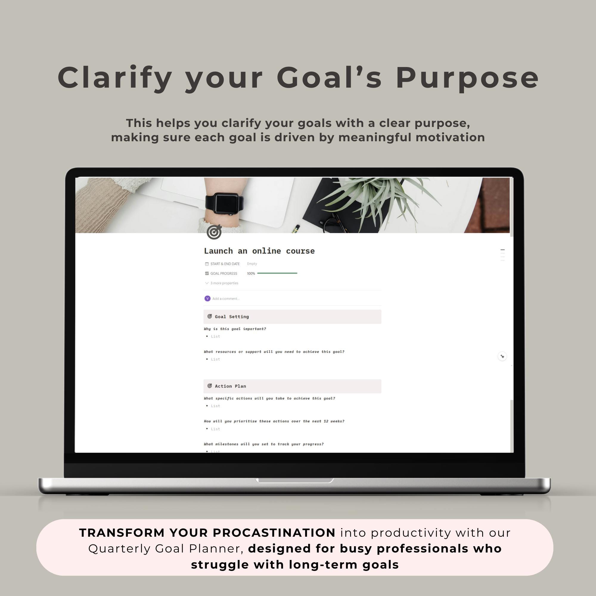 12 Week Planner Notion Template Quarterly Goal Planner Goal Setting ...