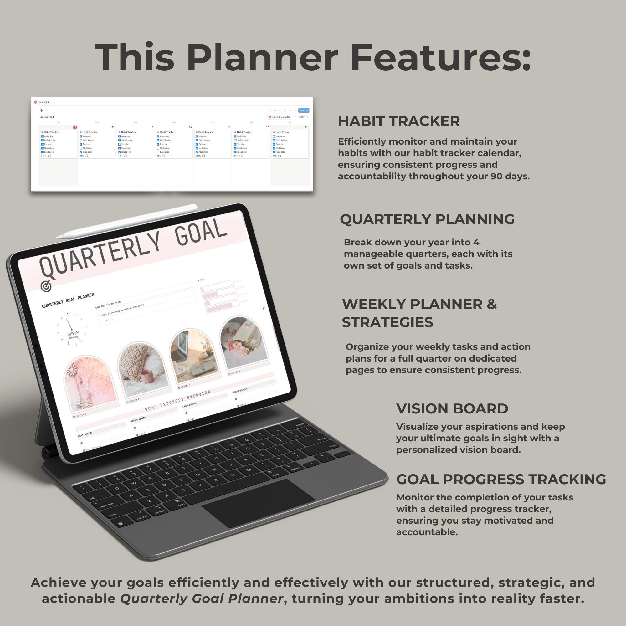 12 Week Planner Notion Template Quarterly Goal Planner Goal Setting ...