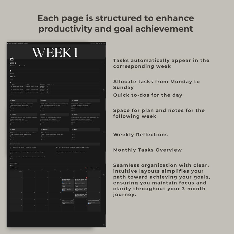 12 Week Goal Setting Productivity Planner 90-day Goal Planner Notion ...