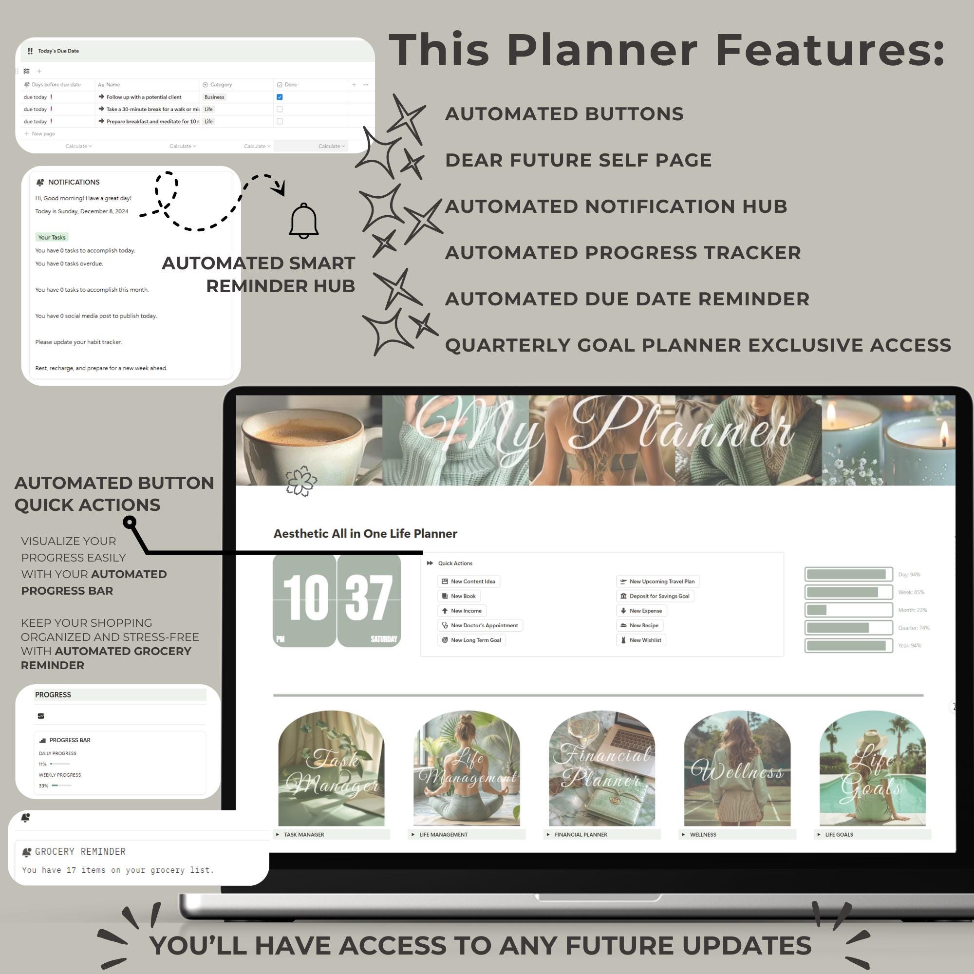 Notion Template All in One Life Planner - Minimalist & Aesthetic Notion ...