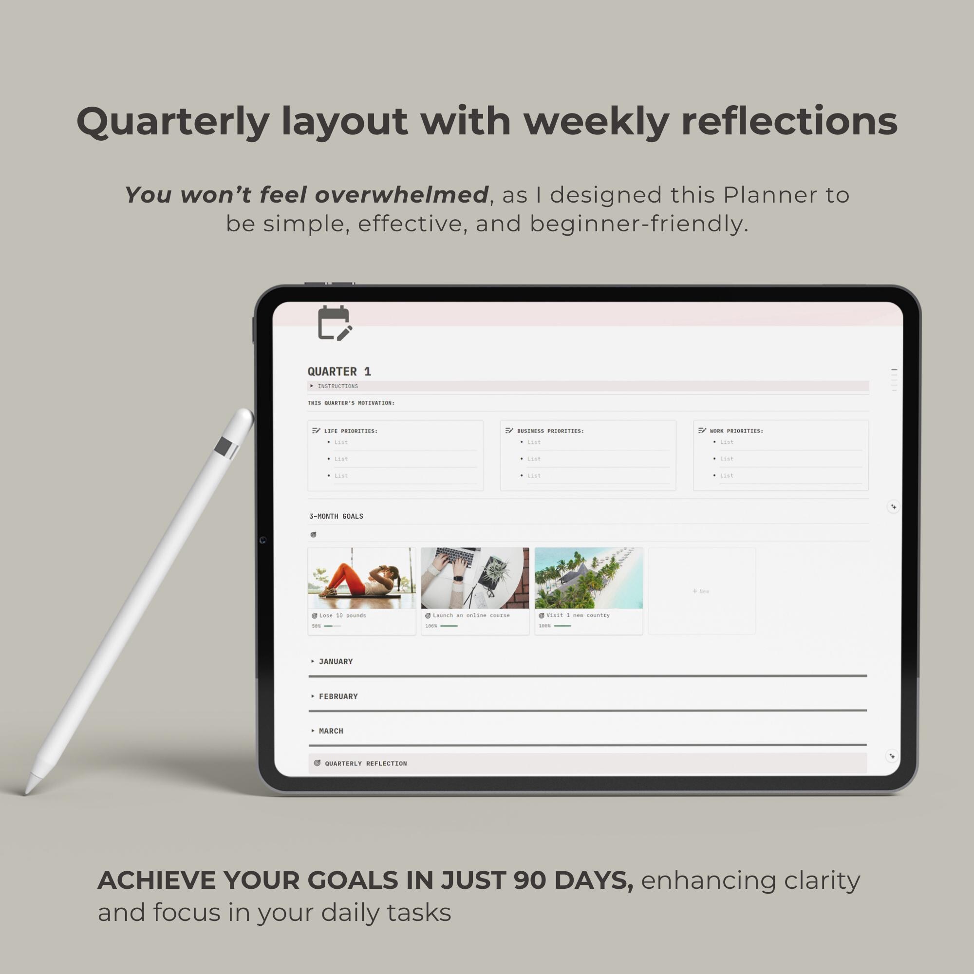 12 Week Planner Notion Template Quarterly Goal Planner Goal Setting ...