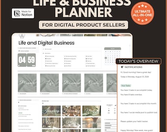 Ultimate Notion Life & Digital Products Planner, Content Planner, Client Tracker, Project Management and Business Dashboard